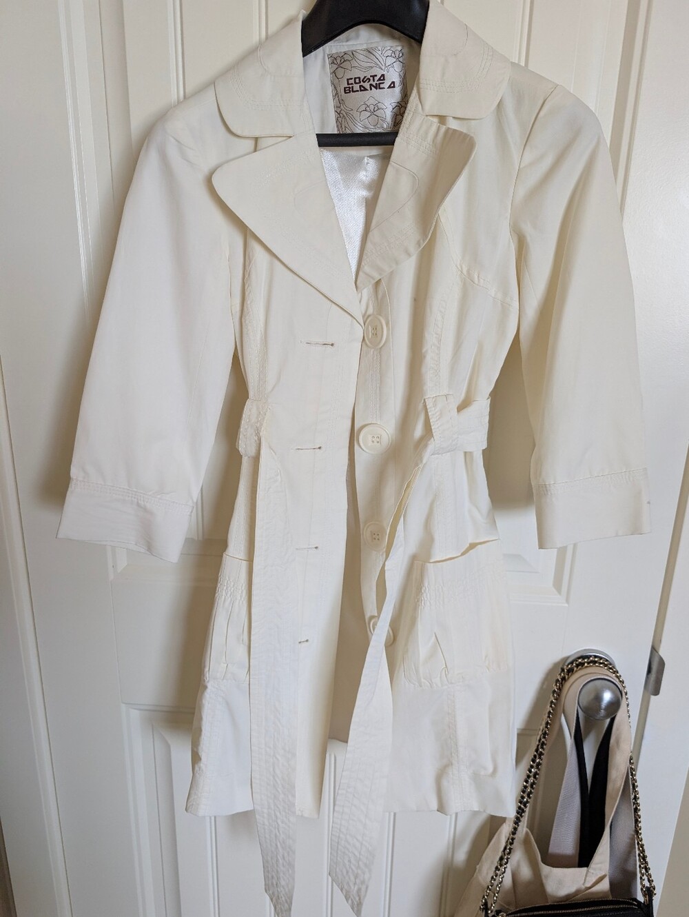 Costa Blanca Cream Trench Coat with Waist Tie